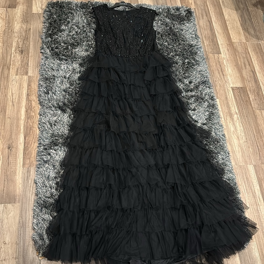 NWOT Mac Duggal ruffle tulle tiered sequin top gown - Picture 15 of 15